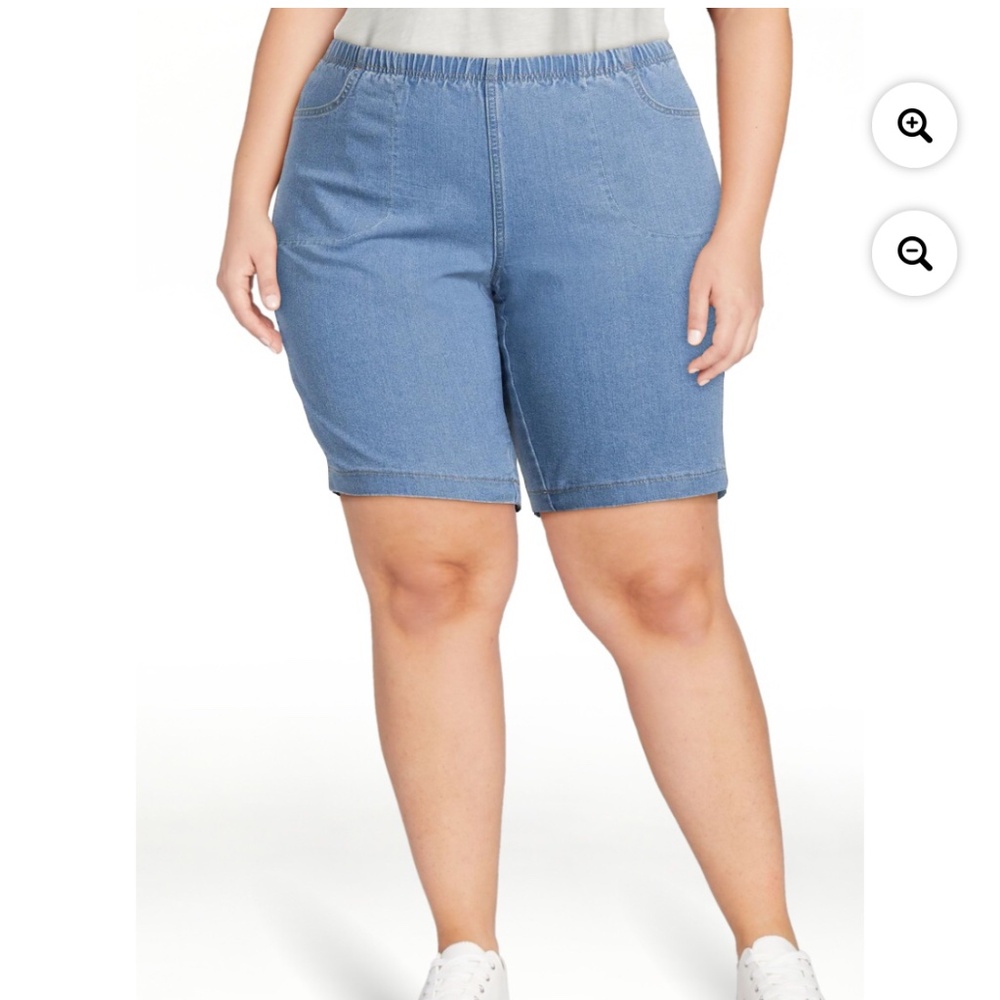 Just My Size Women’s Plus Size 4 Pocket Powder Wash Bermuda Shorts 1X (16W) NWT